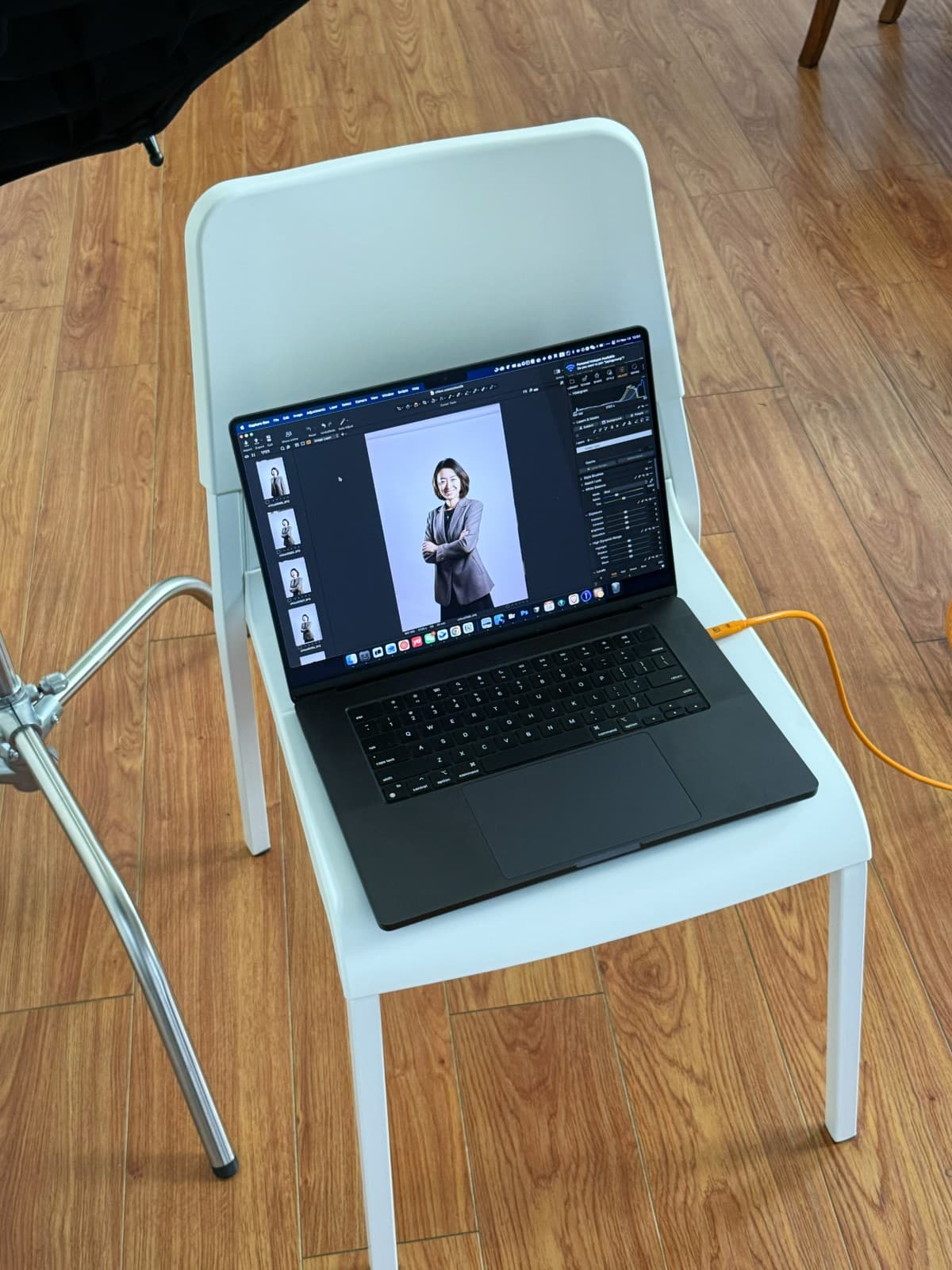 Behind the scenes of team headshot photography lighting and direction