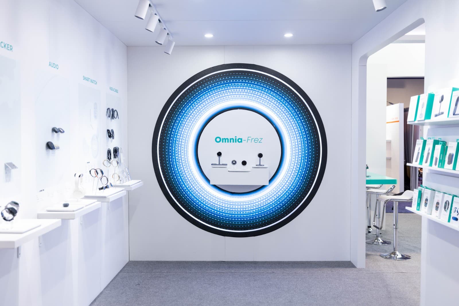 AUKEY tech products and accessories on display at CES 2026 trade show in Las Vegas by JY Studio